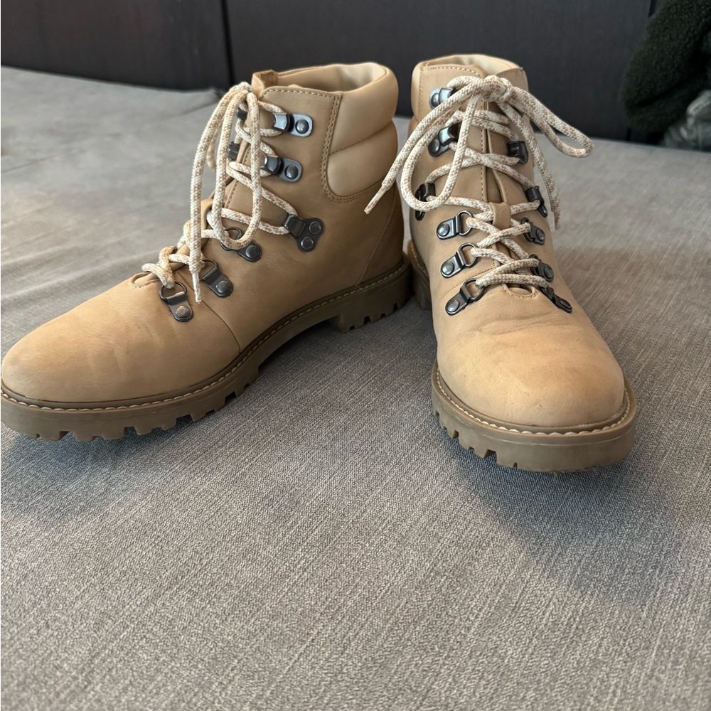 Tan Lace-Up Hiking Boots